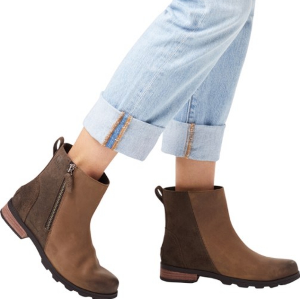 Sorel Emelie Women's Waterproof Side Zip Leather Suede Boots 5